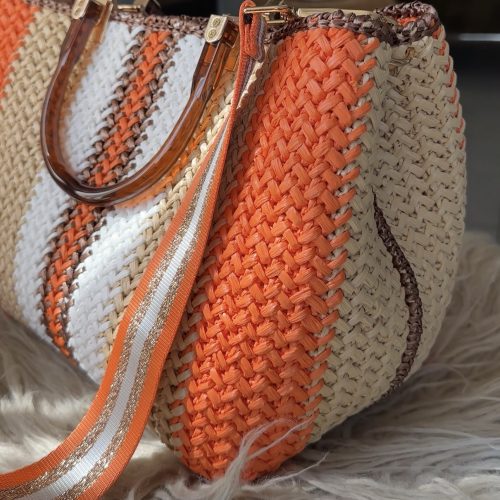 Sac cabas en raphia Oranger