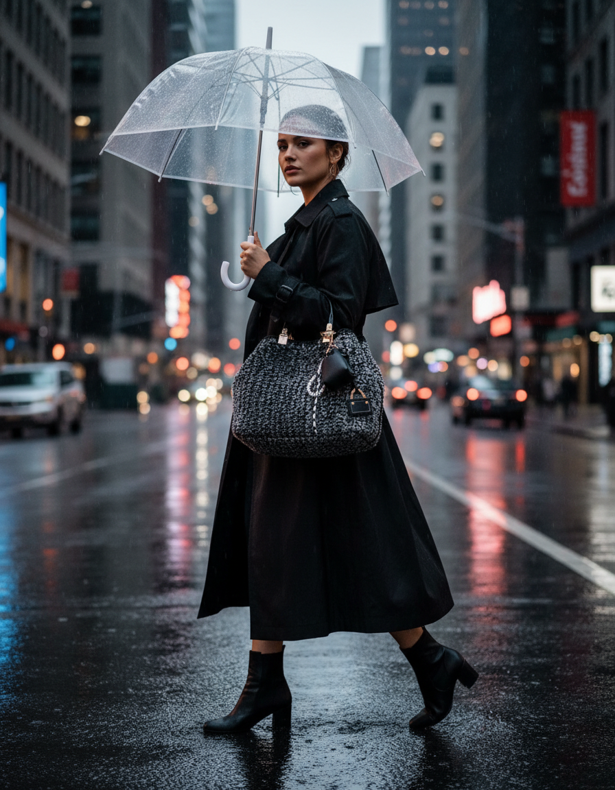 Cabas winter Noir chiné – Image 3