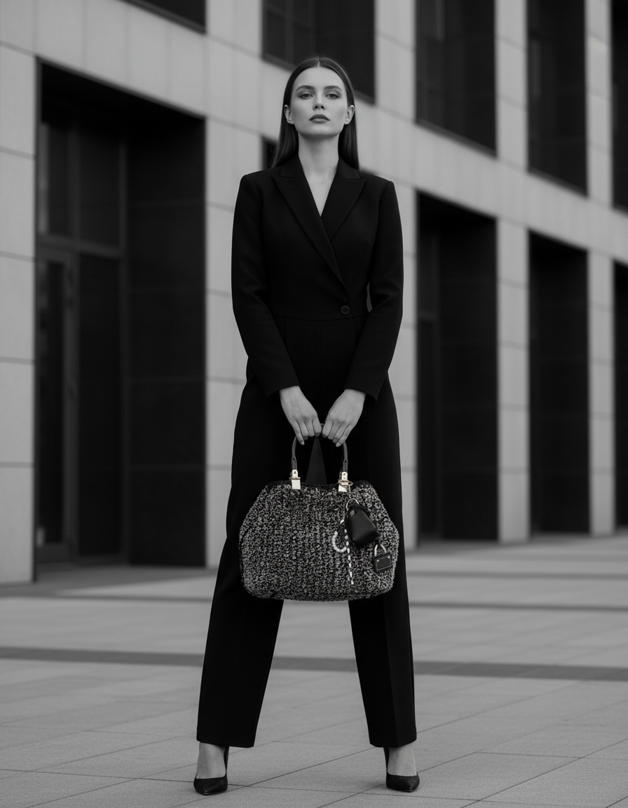 Cabas winter Noir chiné – Image 2