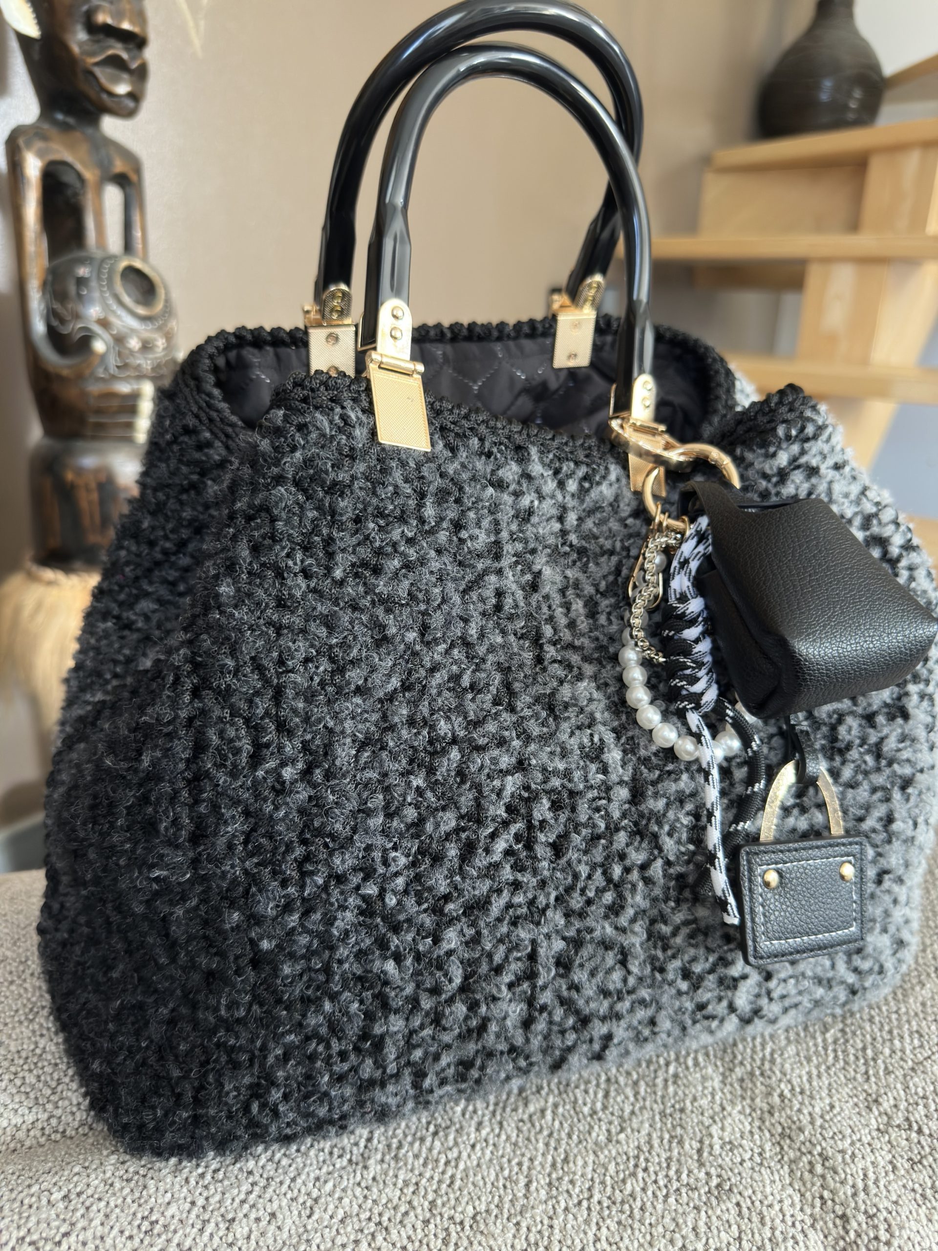 Cabas winter Noir chiné – Image 1